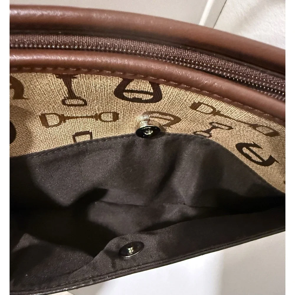 Vintage Etienne Aigner Signature Brown Logo All Over Print Purse Bag